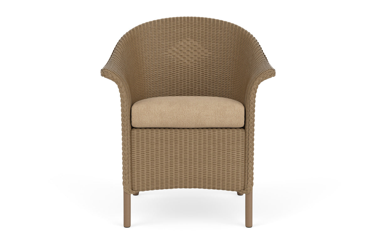 Lloyd Flanders Lloyd Loom Dining Armchair – 1x1 Weave in Fawn with Hayden Sand fabric
