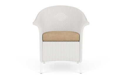 Lloyd Flanders Lloyd Loom Dining Armchair – 1x1 Weave in White with Hayden Sand fabric