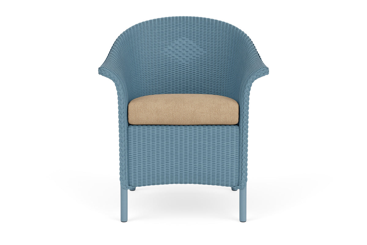 Lloyd Flanders Lloyd Loom Dining Armchair – 1x1 Weave in Stillwater with Hayden Sand fabric