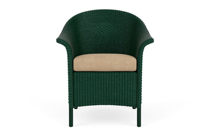 Lloyd Flanders Lloyd Loom Dining Armchair – 1x1 Weave in Woodland with Hayden Sand fabric
