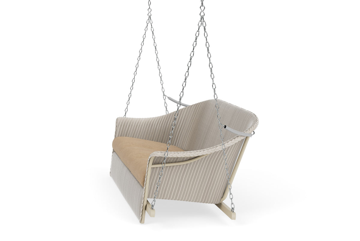 Lloyd Flanders Lloyd Loom 3-Seat Sofa Swing – 1x1 Weave in Linen with Hayden Sand fabric, view 9