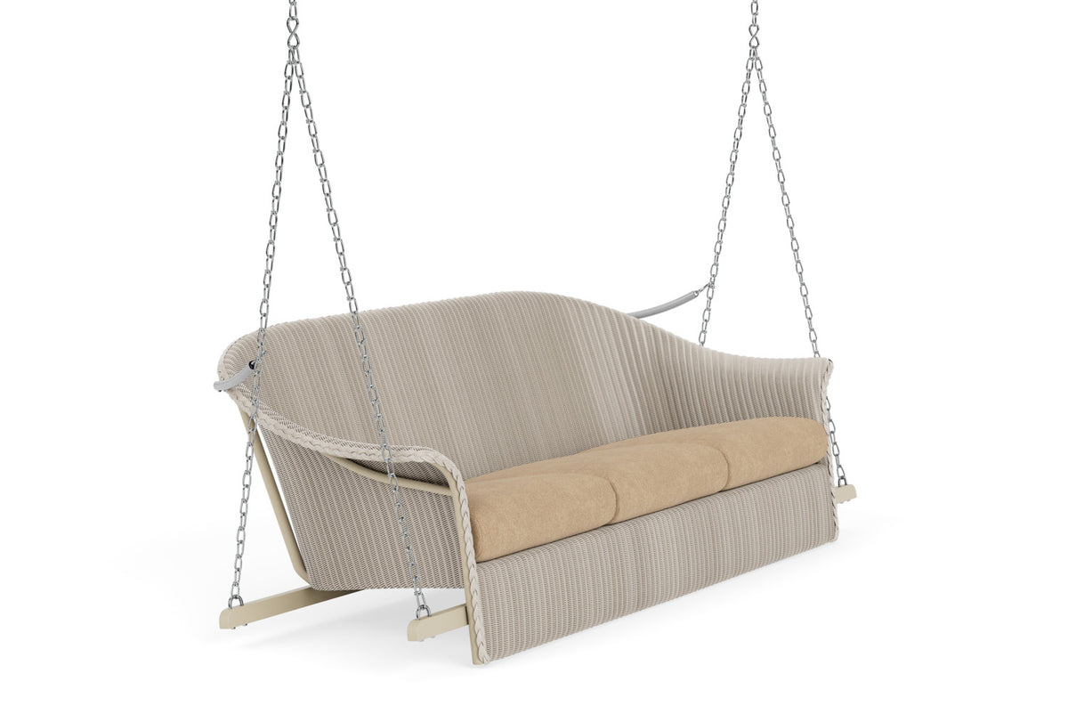 Lloyd Flanders Lloyd Loom 3-Seat Sofa Swing – 1x1 Weave in Linen with Hayden Sand fabric, view 3