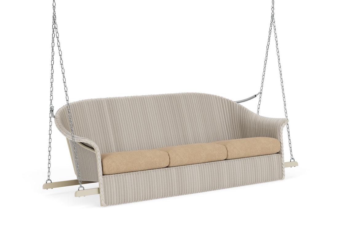 Lloyd Flanders Lloyd Loom 3-Seat Sofa Swing – 1x1 Weave in Linen with Hayden Sand fabric, view 2