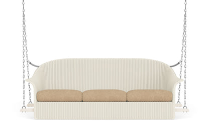 Lloyd Flanders Lloyd Loom 3-Seat Sofa Swing – 1x1 Weave in Ivory with Hayden Sand fabric