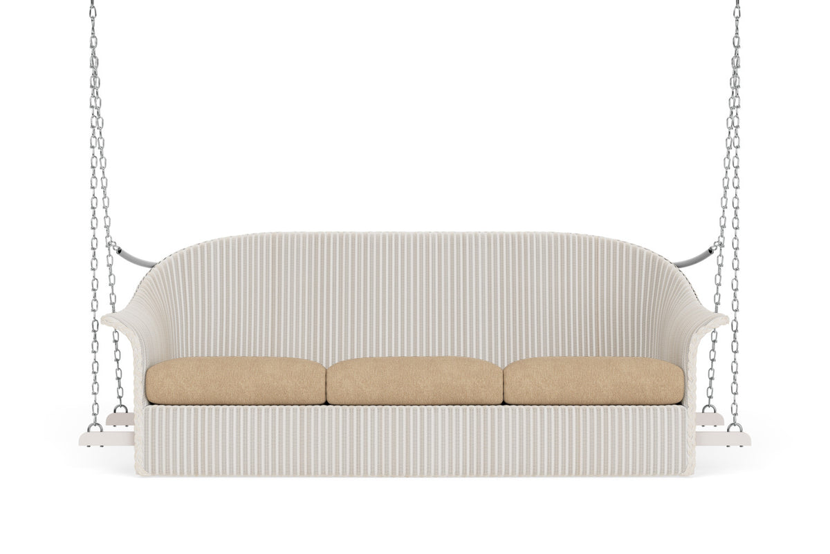 Lloyd Flanders Lloyd Loom 3-Seat Sofa Swing – 1x1 Weave in Antique White with Hayden Sand fabric