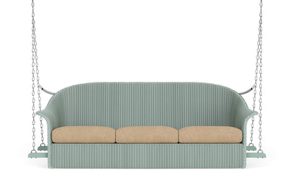 Lloyd Flanders Lloyd Loom 3-Seat Sofa Swing – 1x1 Weave in Sea Glass with Hayden Sand fabric