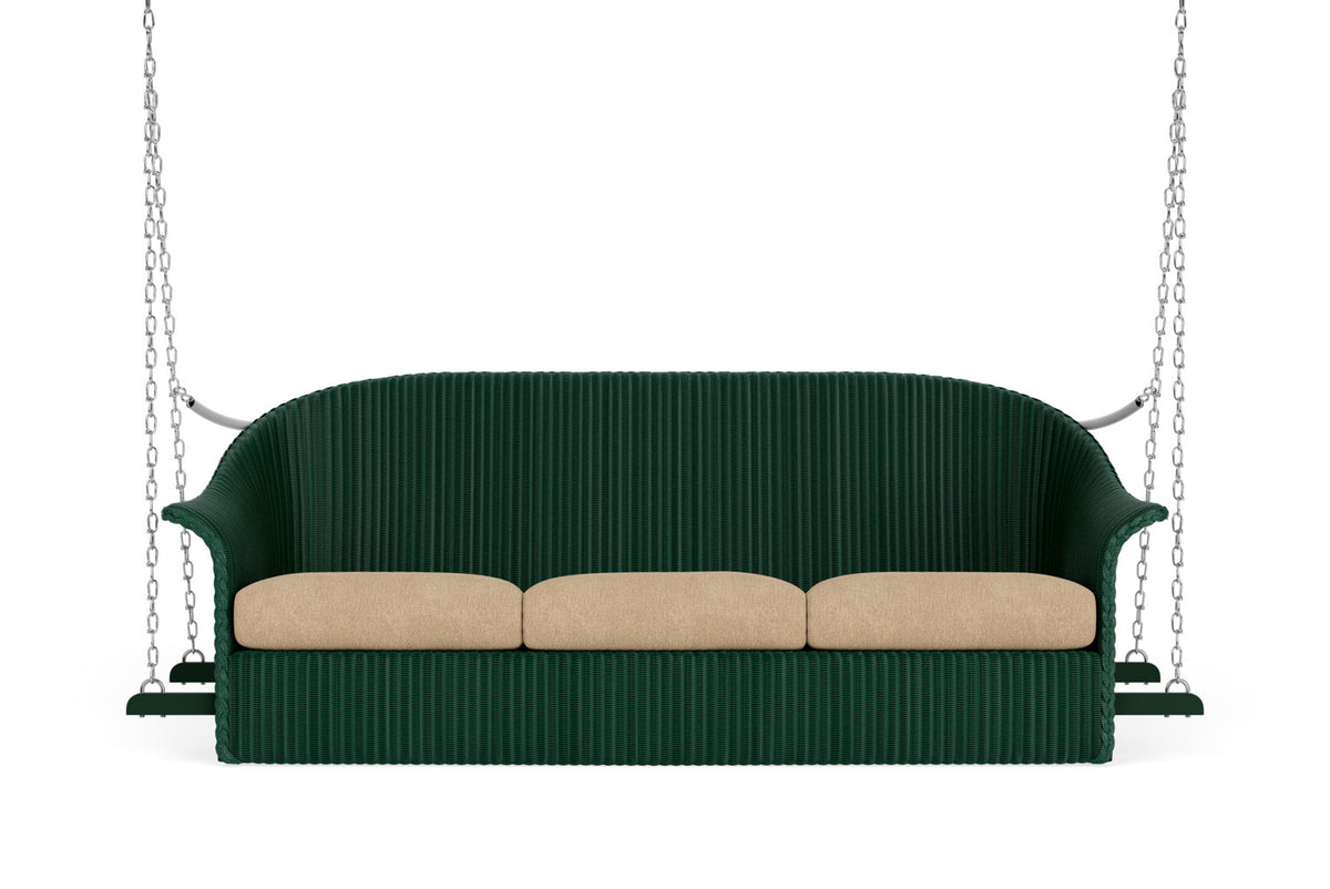 Lloyd Flanders Lloyd Loom 3-Seat Sofa Swing – 1x1 Weave in Woodland with Hayden Sand fabric