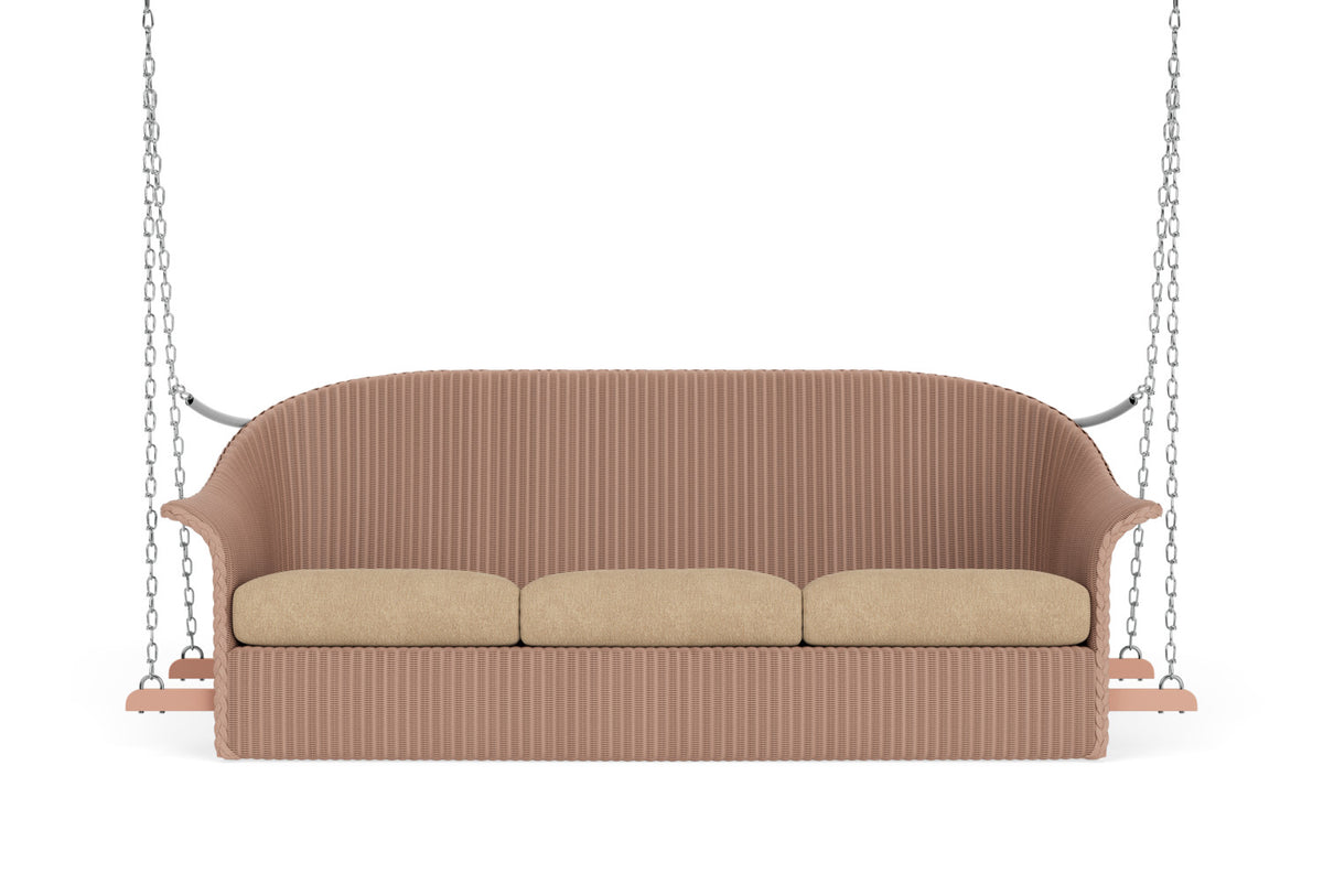 Lloyd Flanders Lloyd Loom 3-Seat Sofa Swing – 1x1 Weave in Rosewood with Hayden Sand fabric