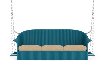 Lloyd Flanders Lloyd Loom 3-Seat Sofa Swing – 1x1 Weave in Peacock with Hayden Sand fabric