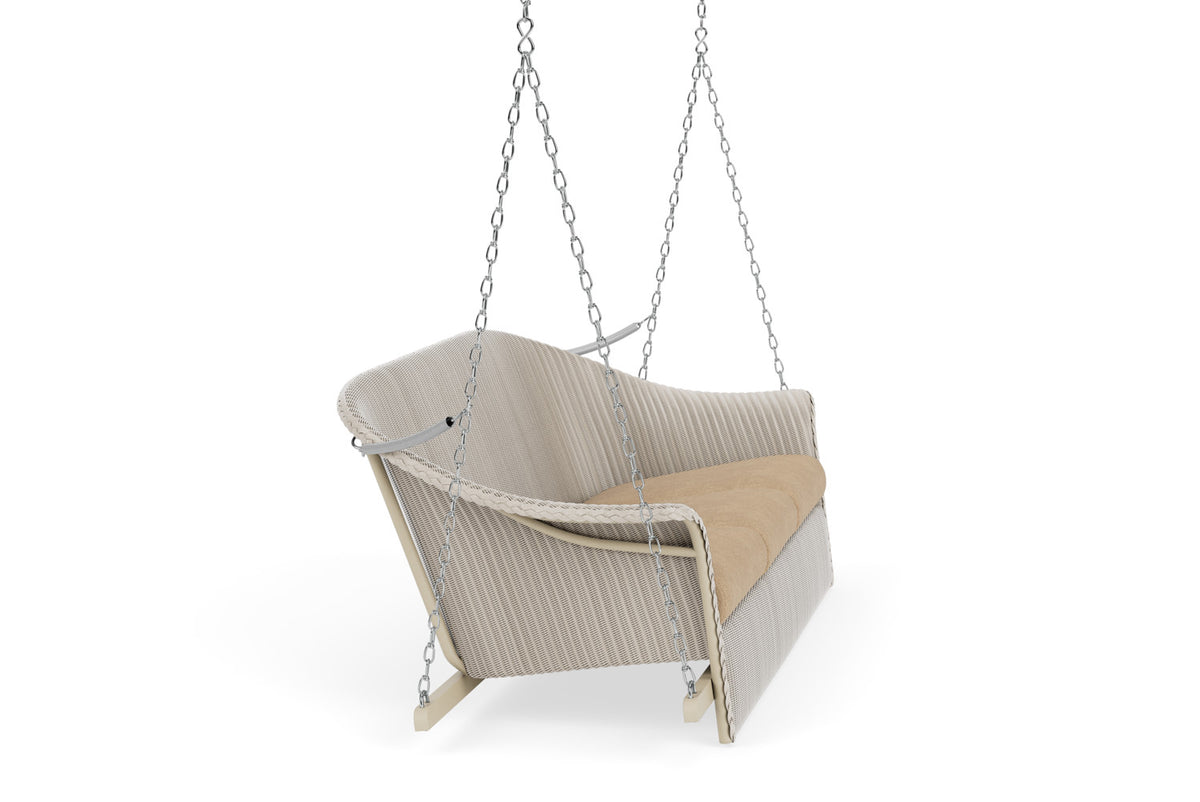 Lloyd Flanders Lloyd Loom 3-Seat Sofa Swing – 1x1 Weave in Linen with Hayden Sand fabric, view 4