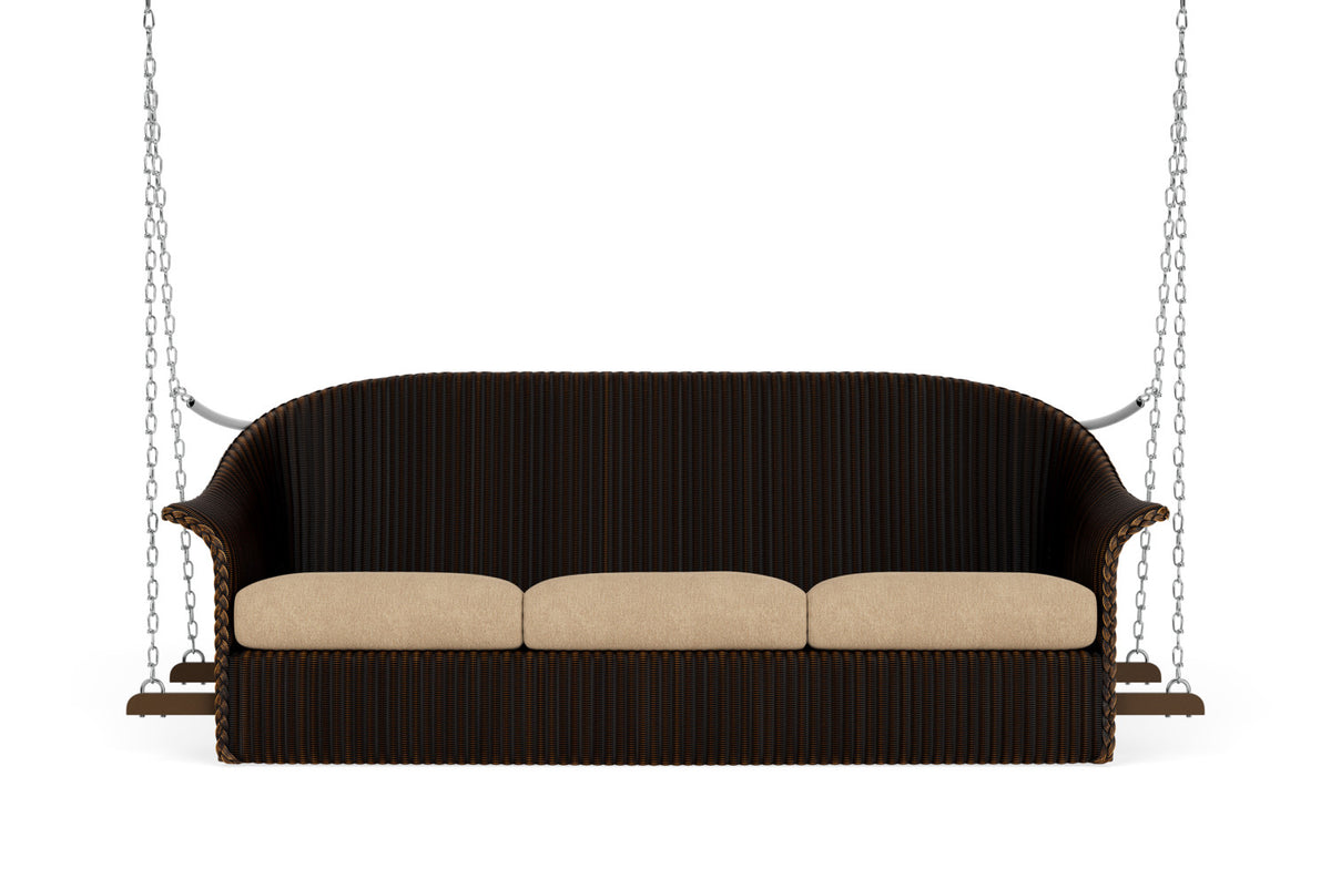 Lloyd Flanders Lloyd Loom 3-Seat Sofa Swing – 1x1 Weave in Mink with Hayden Sand fabric