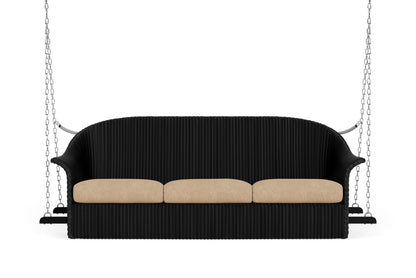 Lloyd Flanders Lloyd Loom 3-Seat Sofa Swing – 1x1 Weave in Ebony with Hayden Sand fabric