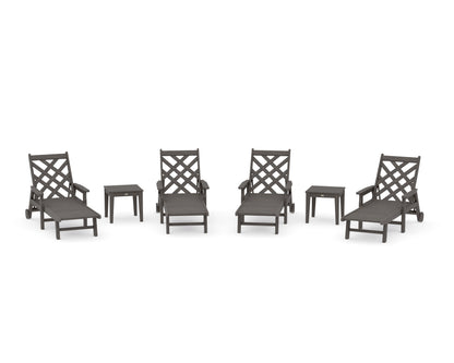 POLYWOOD Wovendale 6-Piece Chaise Set with Arms and Wheels in Driftwood