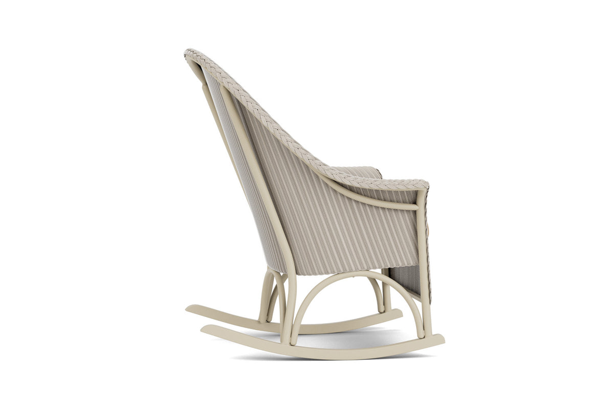 Lloyd Flanders Lloyd Loom High Back Porch Rocker – 1x1 Weave in Linen with Hayden Sand fabric, view 5