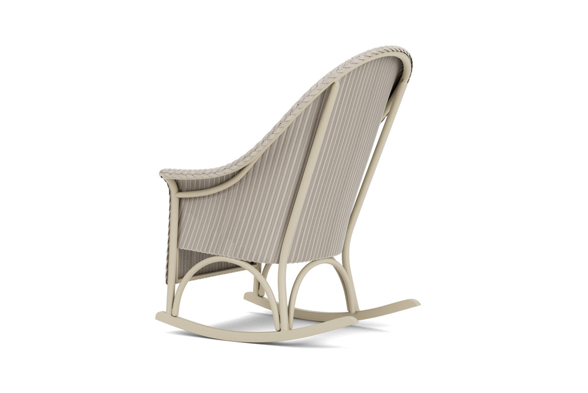 Lloyd Flanders Lloyd Loom High Back Porch Rocker – 1x1 Weave in Linen with Hayden Sand fabric, view 8