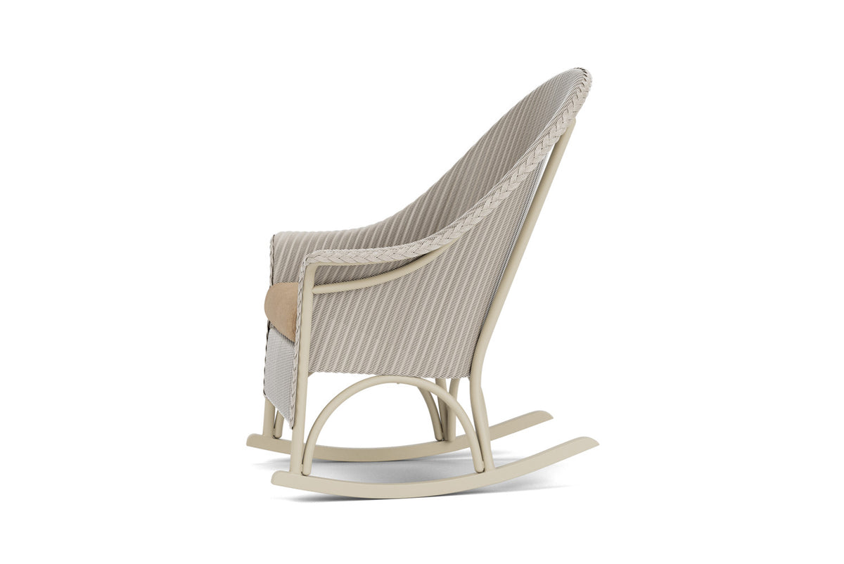 Lloyd Flanders Lloyd Loom High Back Porch Rocker – 1x1 Weave in Linen with Hayden Sand fabric, view 9