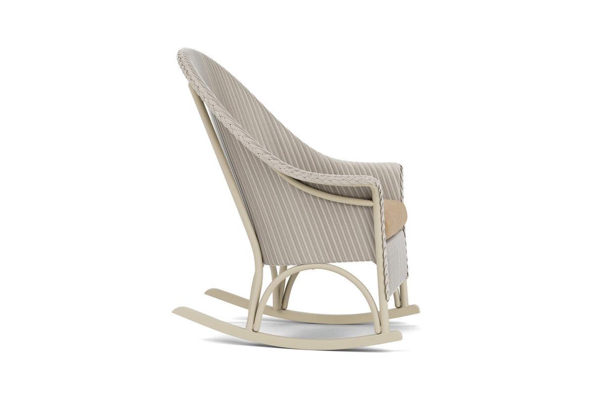 Lloyd Flanders Lloyd Loom High Back Porch Rocker – 1x1 Weave in Linen with Hayden Sand fabric, view 4