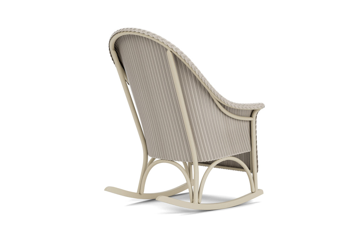 Lloyd Flanders Lloyd Loom High Back Porch Rocker – 1x1 Weave in Linen with Hayden Sand fabric, view 6