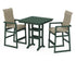 POLYWOOD EDGE Woven Highback 3-Piece Farmhouse Bar Set with Trestle Legs in Green / Dune Grass