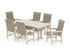 POLYWOOD Coastal Woven High-Back Arm Chair 7-Piece Dining Set with Trestle Legs in Sand / Dune Grass