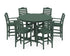 POLYWOOD Savannah 7-Piece Arm Chair Round Farmhouse Bar Set in Green