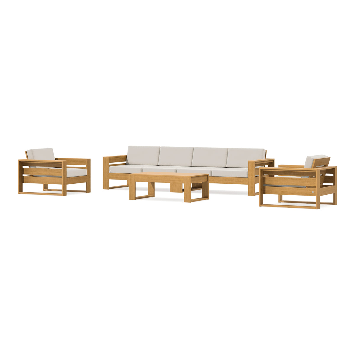 POLYWOOD PW Designer Series Latitude 5-Piece Lounge Sofa Set in Natural / Dune Burlap