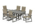 POLYWOOD EDGE Woven High-Back Arm Chair 7-Piece Farmhouse Dining Set in Slate Grey / Dune Grass