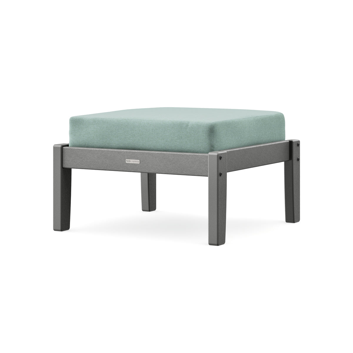 POLYWOOD Chinoiserie Deep Seating Ottoman in Slate Grey / Glacier Spa
