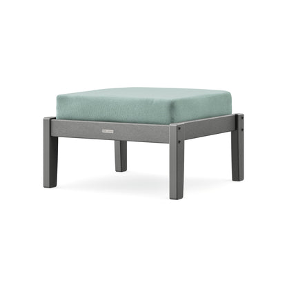 POLYWOOD Chinoiserie Deep Seating Ottoman in Slate Grey / Glacier Spa