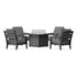 POLYWOOD Savannah 5-Piece Deep Seating Set with Fire Pit Table in Black