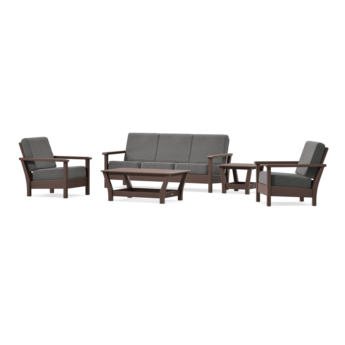 POLYWOOD Harbour 5-Piece Deep Seating Set in Mahogany