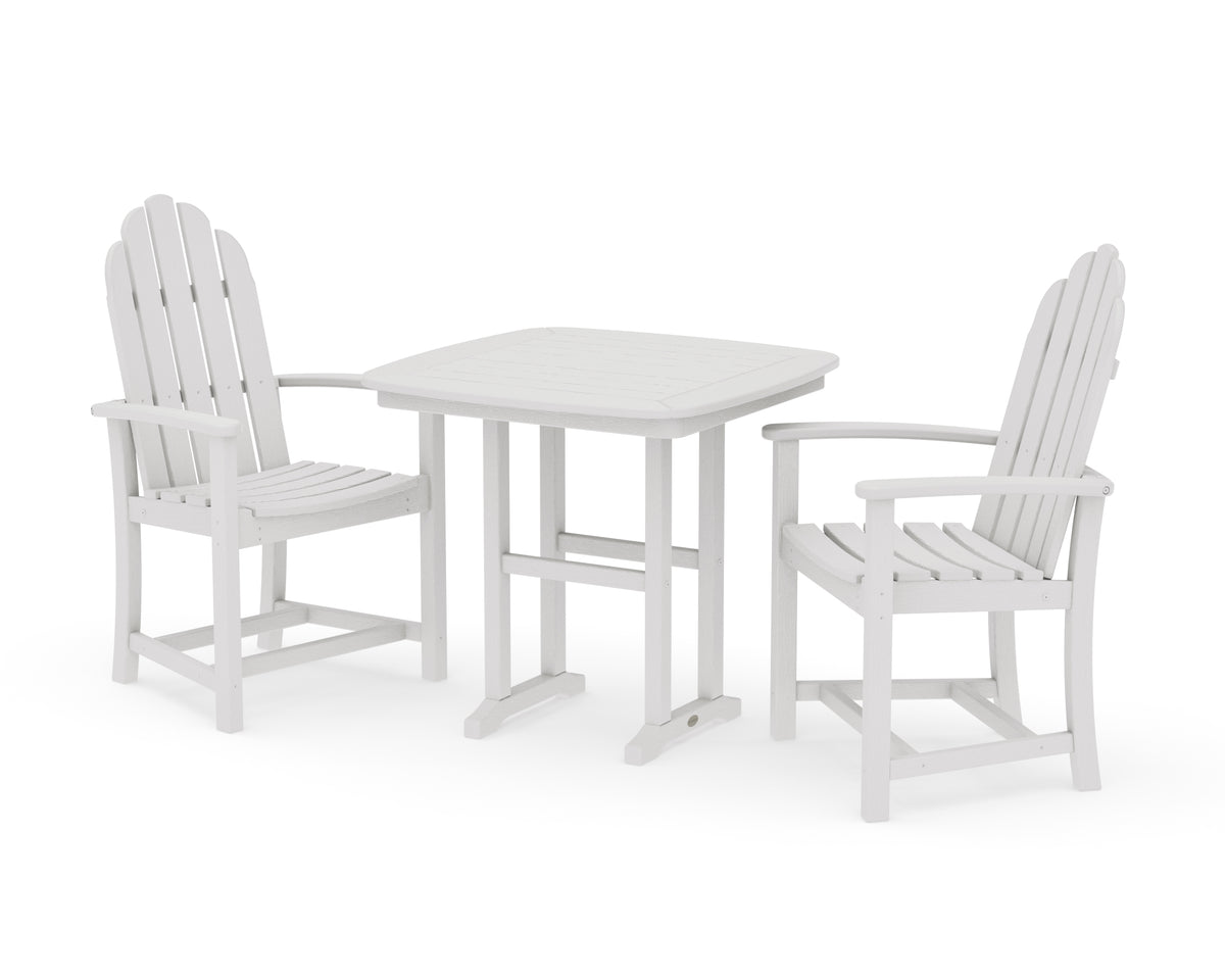 POLYWOOD Classic Adirondack 3-Piece Dining Set in Vintage White