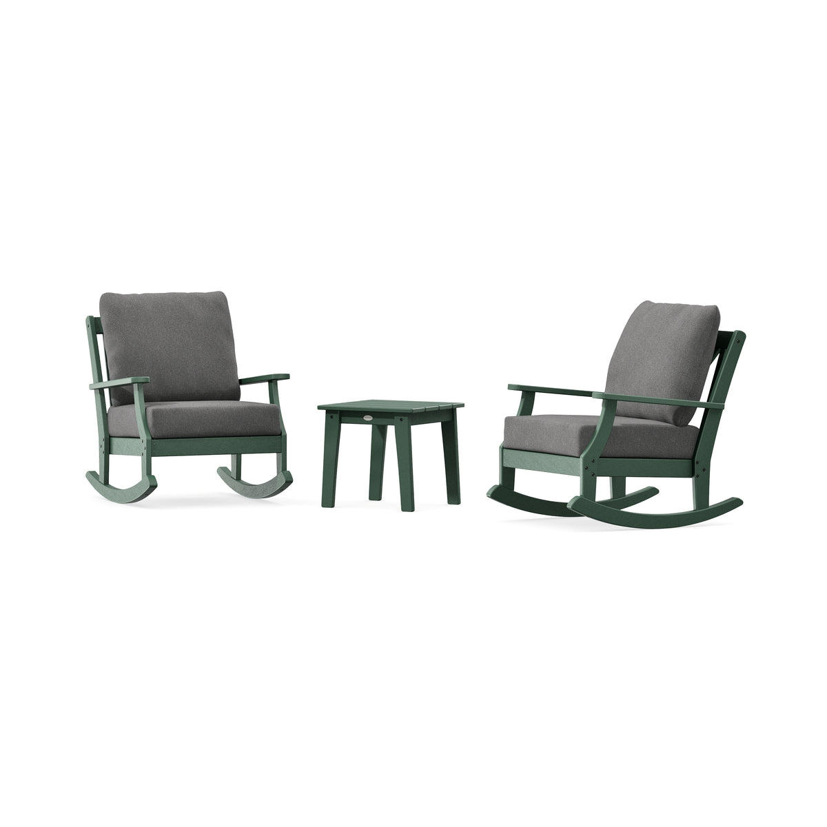 POLYWOOD Braxton 3-Piece Deep Seating Rocker Set in Green