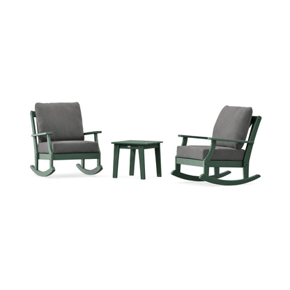 POLYWOOD Braxton 3-Piece Deep Seating Rocker Set in Green
