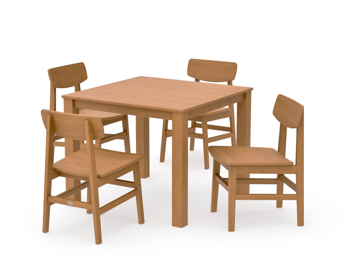 POLYWOOD Modern Studio Urban Chair 5-Piece Parsons Dining Set in Natural