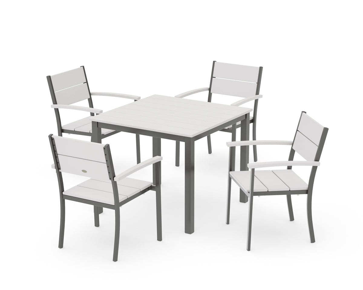 POLYWOOD Main Street 5-Piece Dining Set with Main Street 36" x 36" Dining Table in Charcoal / Vintage White