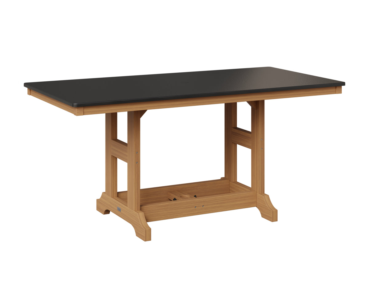 Berlin Gardens Garden Classic 33" x 66" Rectangular Table in Natural Teak, Hammered Black top