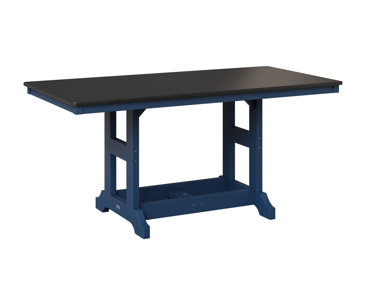 Berlin Gardens Garden Classic 33" x 66" Rectangular Table in Navy Blue, Hammered Black top
