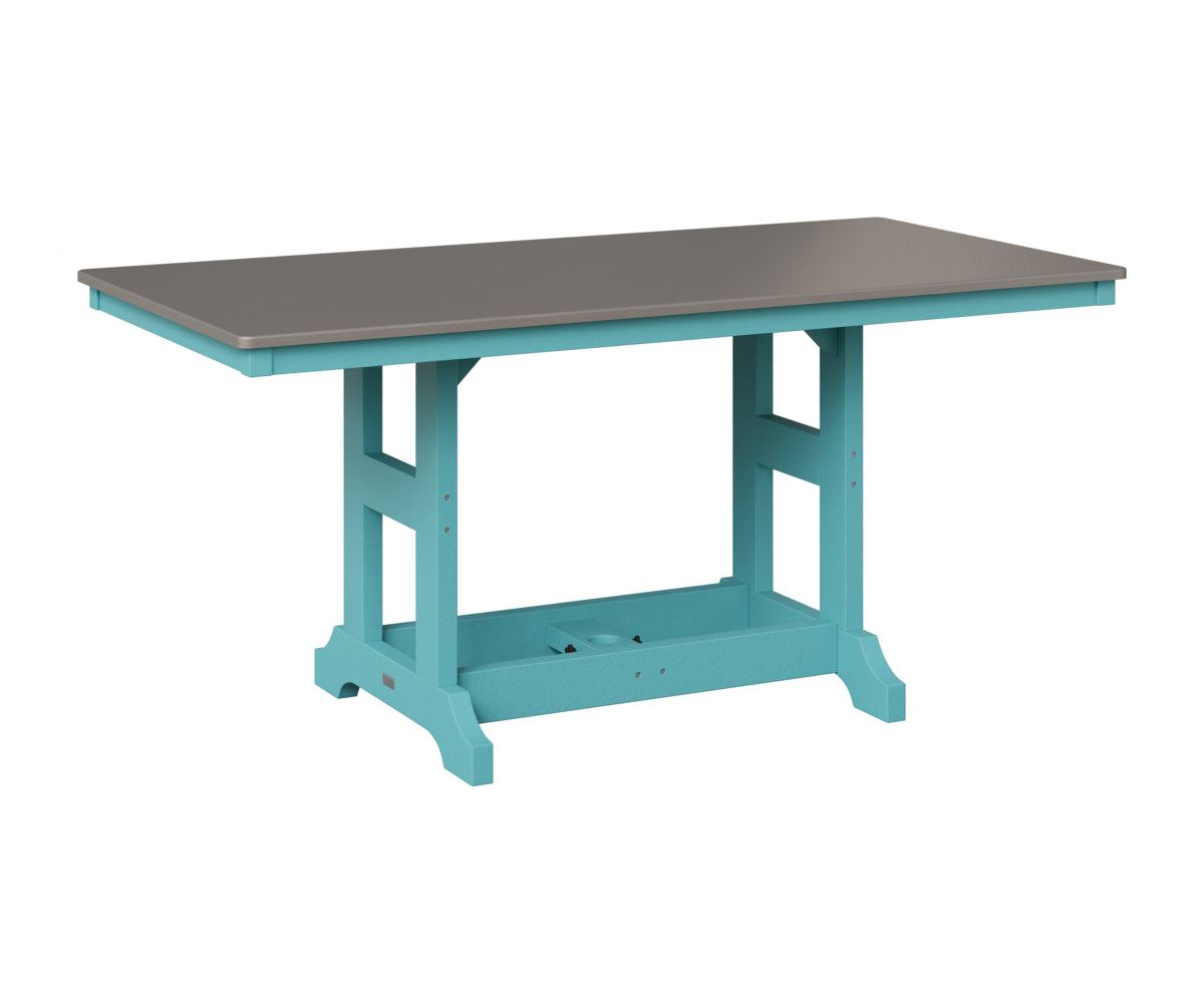 Berlin Gardens Garden Classic 33" x 66" Rectangular Table in Aruba Blue, Hammered Stainless top