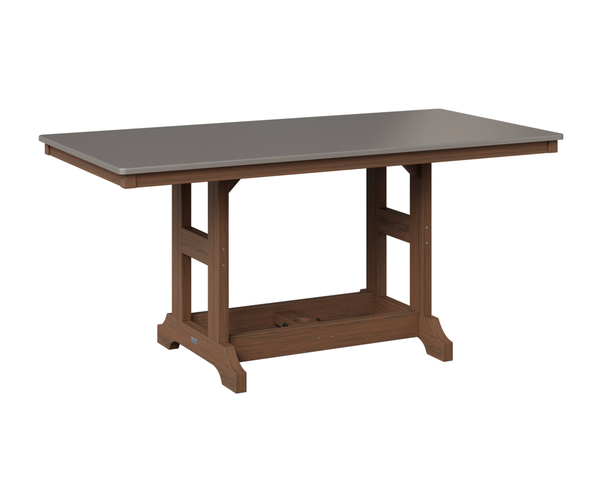 Berlin Gardens Garden Classic 33" x 66" Rectangular Table in Brazilian Walnut, Hammered Stainless top