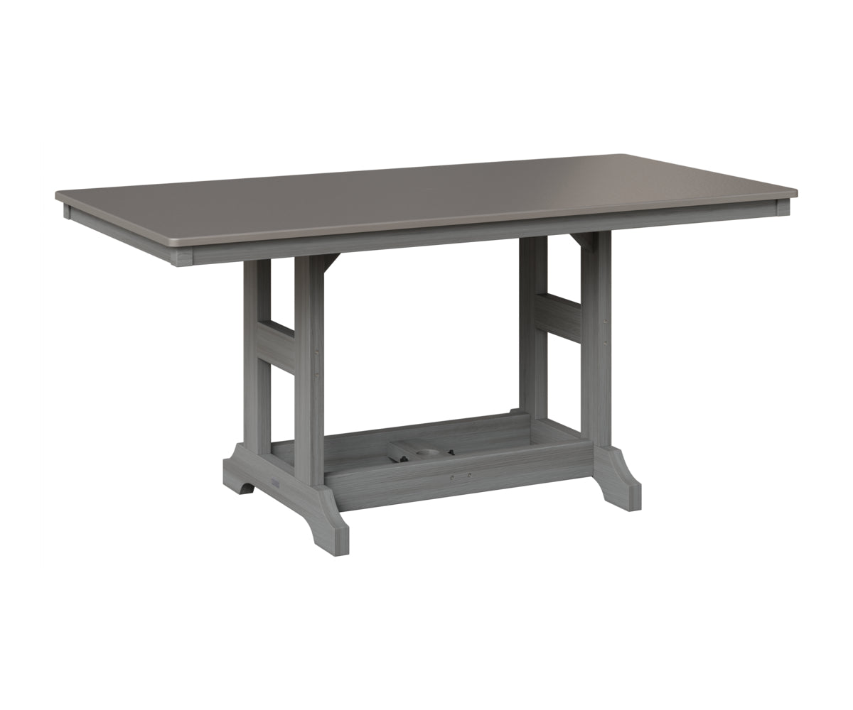 Berlin Gardens Garden Classic 33" x 66" Rectangular Table in Driftwood Gray, Hammered Stainless top