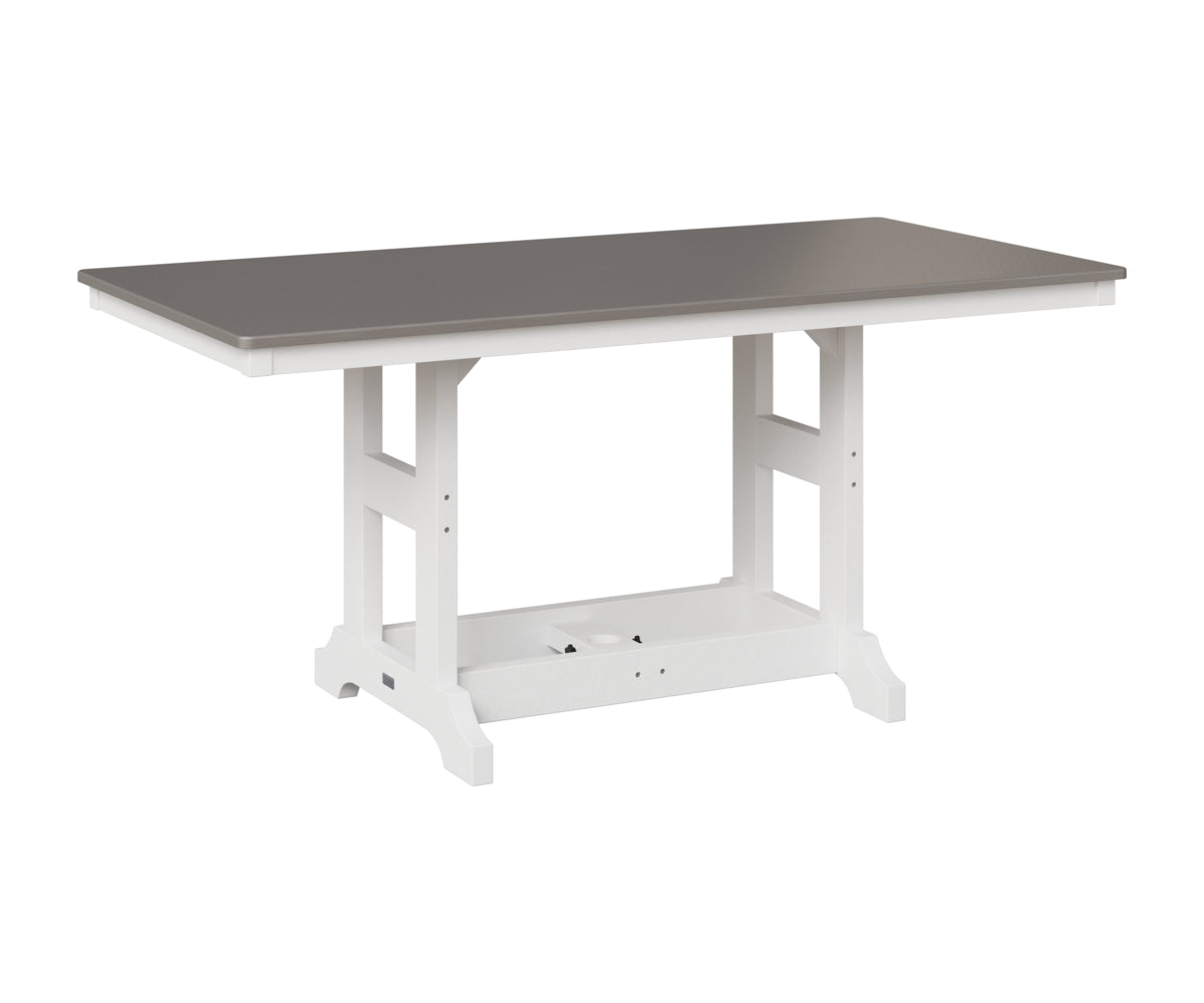 Berlin Gardens Garden Classic 33" x 66" Rectangular Table in White, Hammered Stainless top