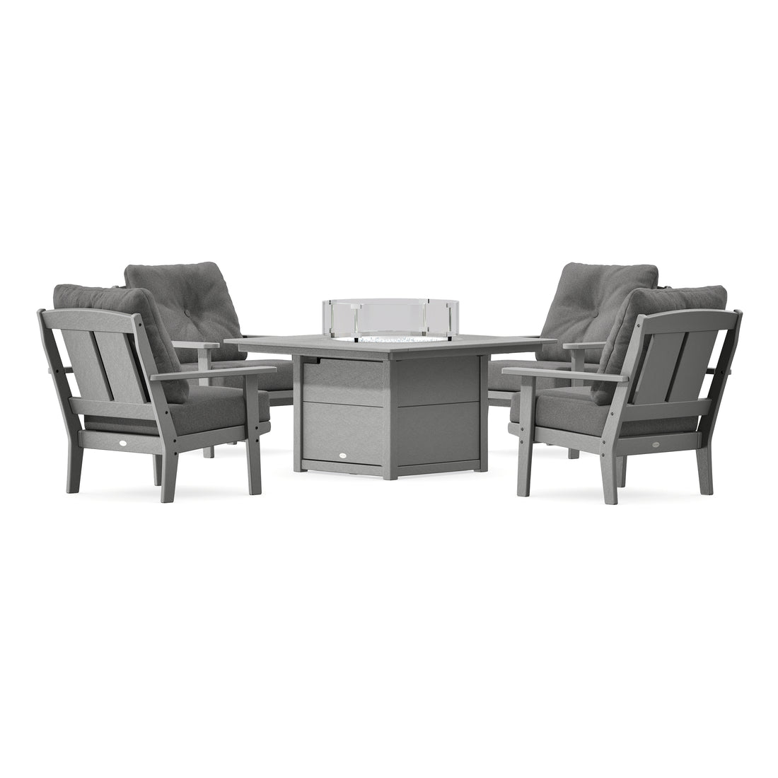 POLYWOOD Mission 5-Piece Deep Seating Set with Fire Pit Table in Slate Grey