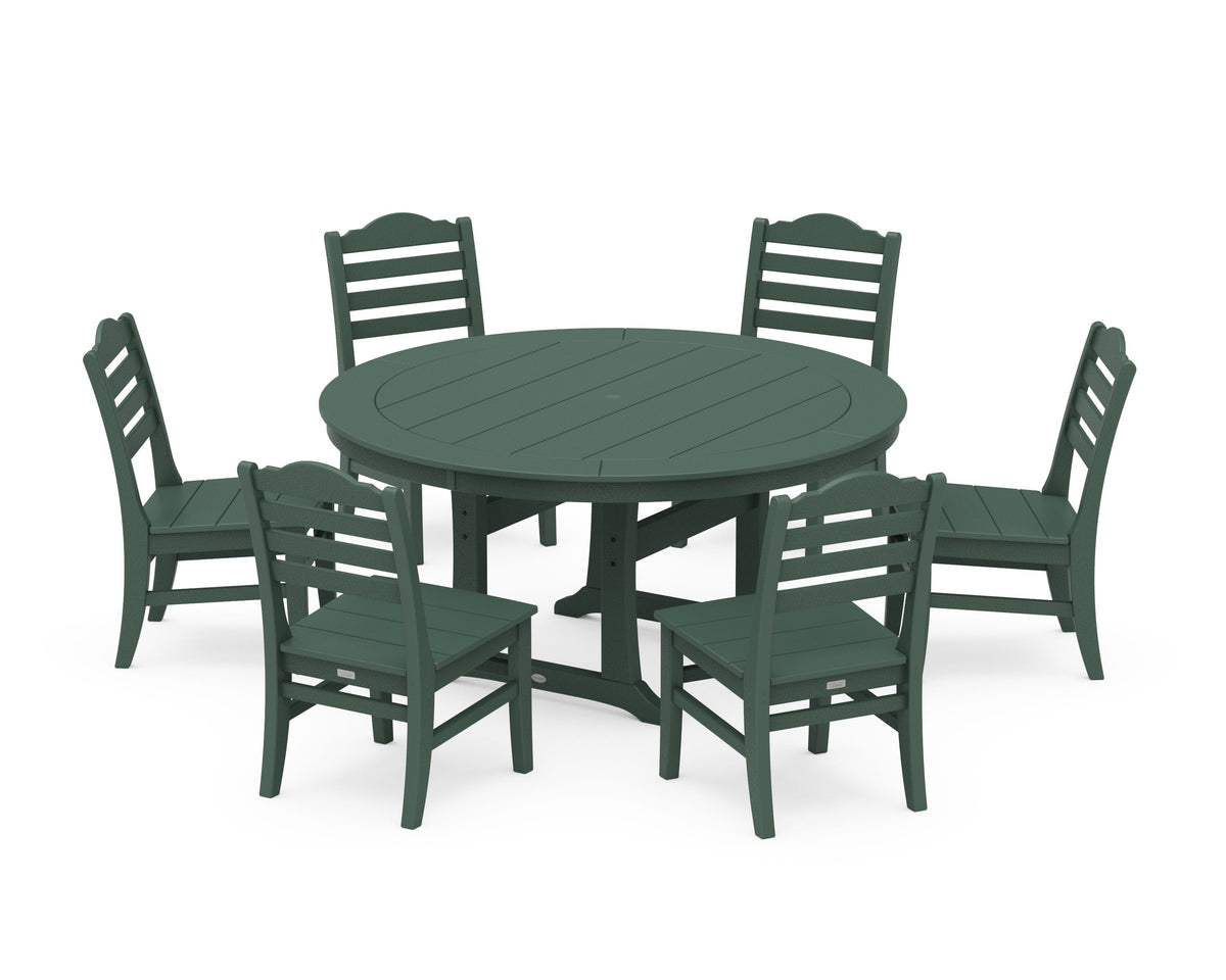 POLYWOOD Savannah 7-Piece Side Chair Round Dining Set in Green