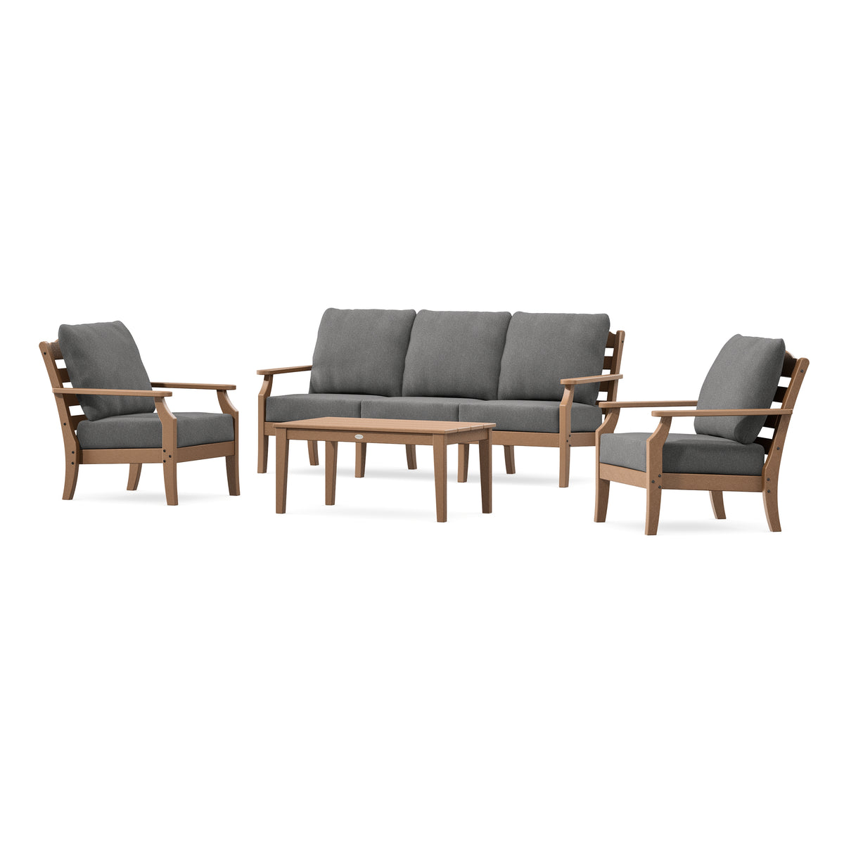POLYWOOD Savannah 4-Piece Deep Seating Set with Sofa in Teak