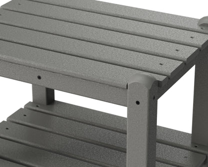Angled view of the POLYWOOD Two Shelf Side Table in Slate Grey (2)
