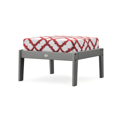 POLYWOOD Lakeside Deep Seating Ottoman in Slate Grey / Trellis Crimson