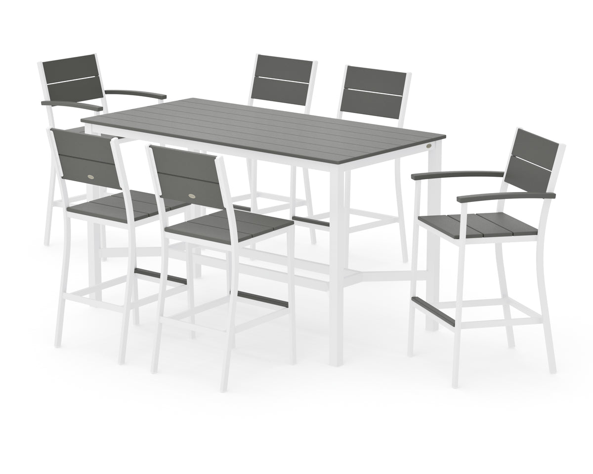 POLYWOOD Main Street 7-Piece Bar Set in White / Slate Grey