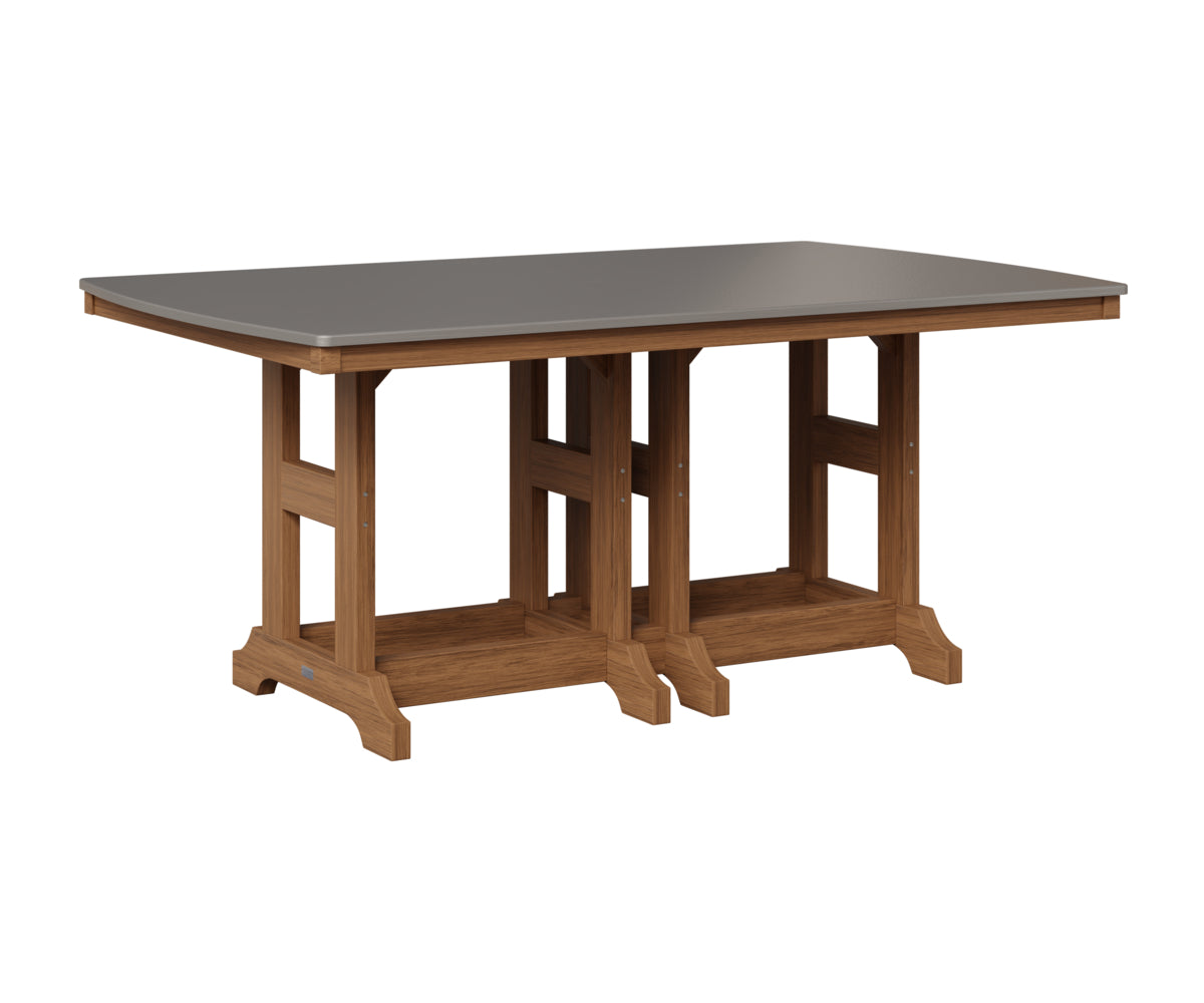 Berlin Gardens Garden Classic 44" x 72" Rectangular Table in Antique Mahogany, Hammered Stainless top