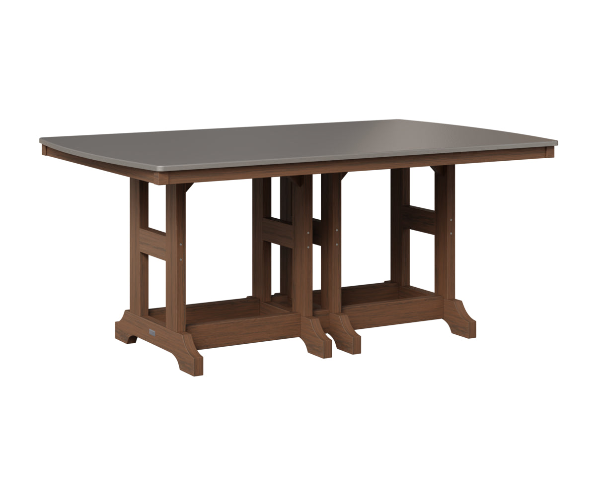 Berlin Gardens Garden Classic 44" x 72" Rectangular Table in Brazilian Walnut, Hammered Stainless top